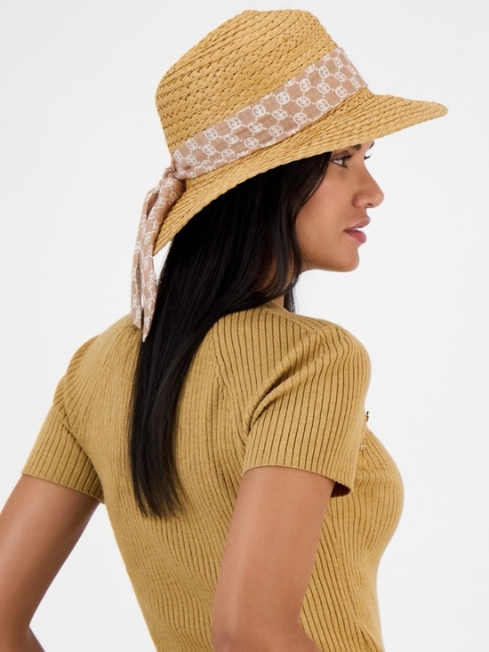 NWT Giani Bernini weave Tan hat w/khaki GB logo fabric sash